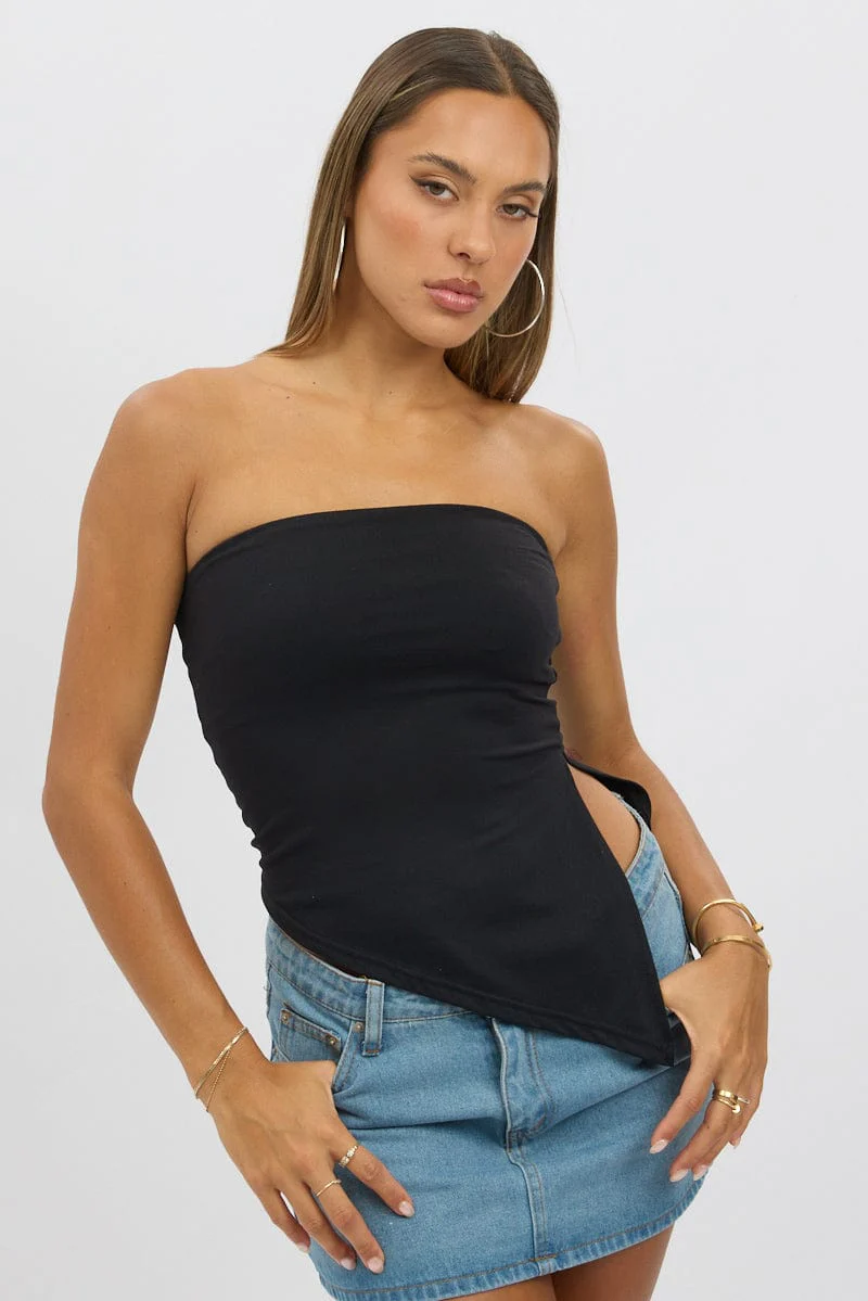 Black Supersoft Asymmetric Top Strapless