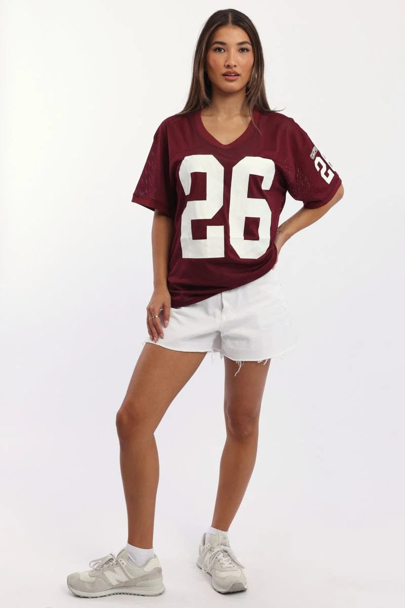 Red Sport Tee Short Sleeve V Neck