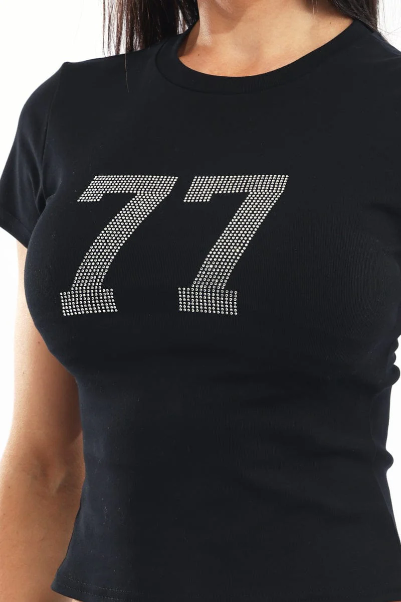 Black Graphic Tee Short Sleeve