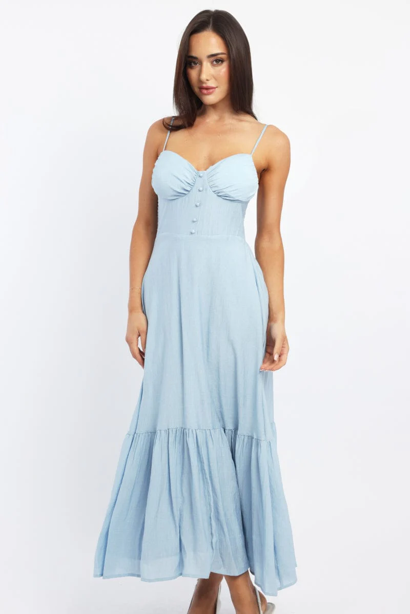 Blue Maxi Dress Tiered