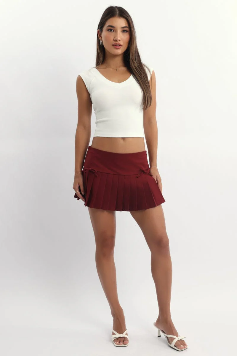 Red Pleated Skort Skirt