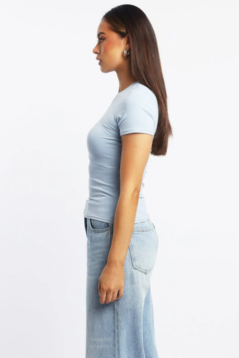 Blue T Shirt Short Sleeve Crew Neck Supersoft