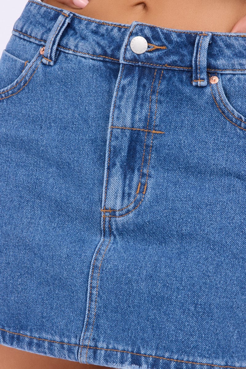 Denim Mini Skirt Mid Rise Regular Fit