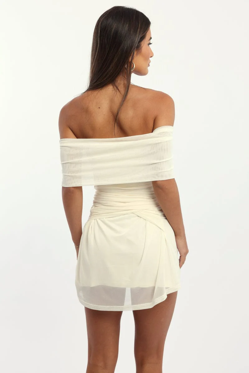 White Bodycon Dress Off Shoulder Mini