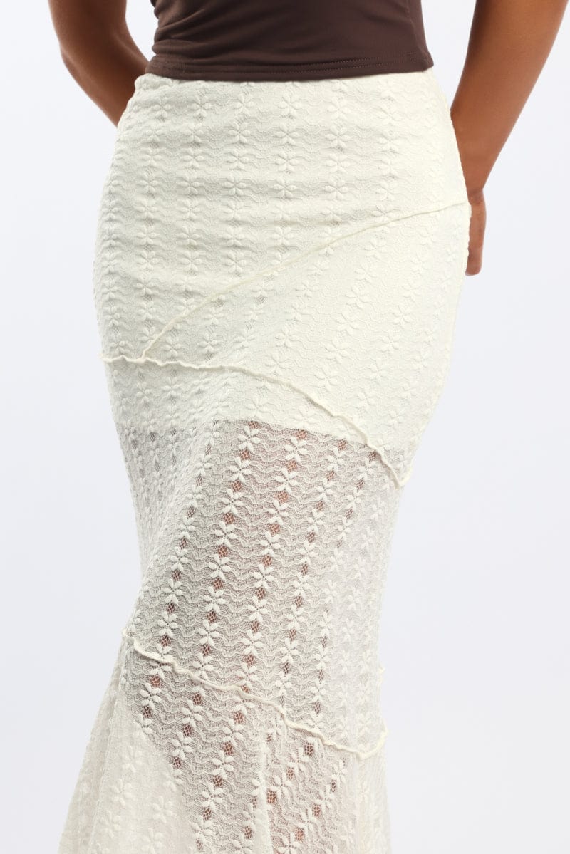 White Lace Midi Skirt