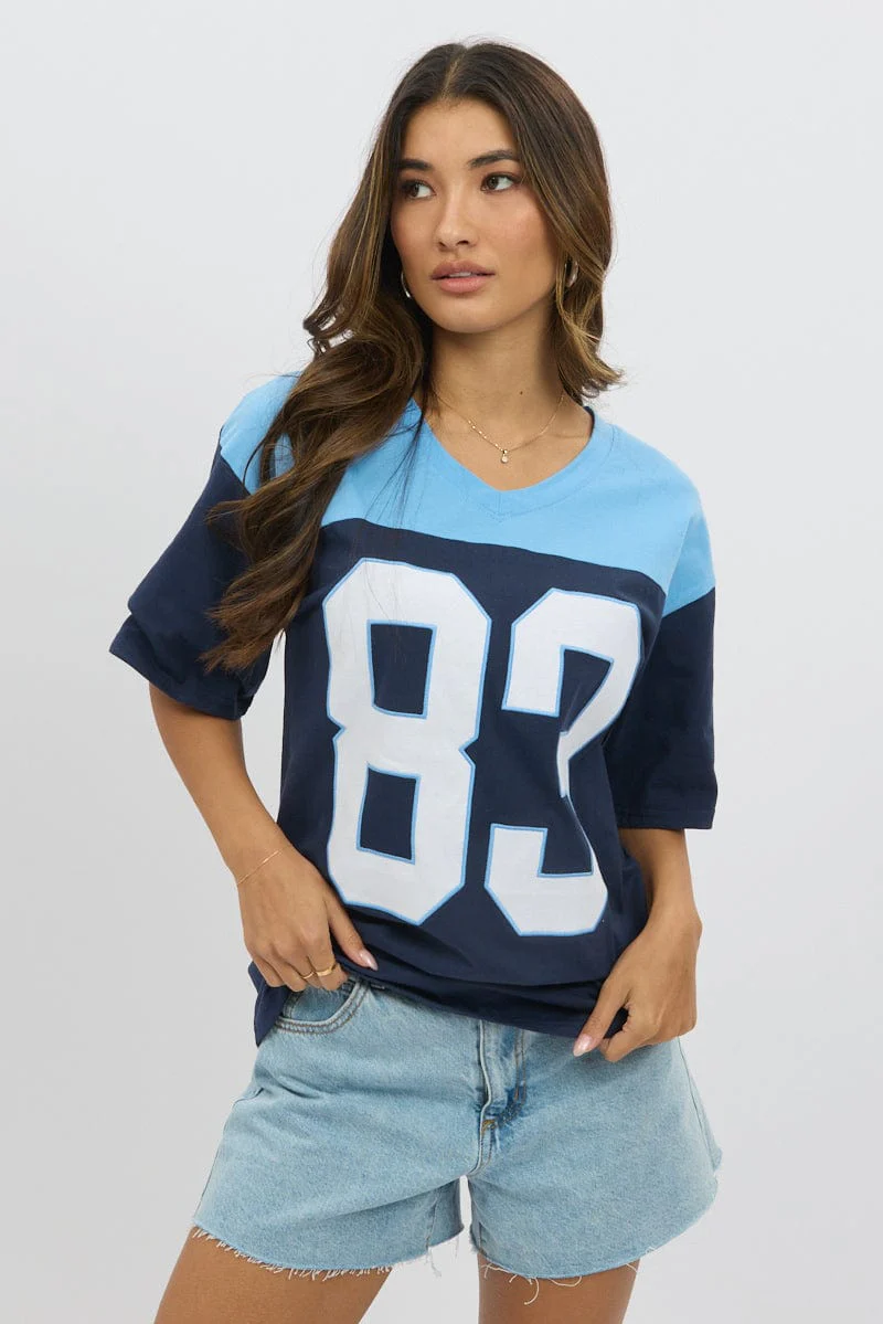 Blue Graphic Tee Short Sleeve