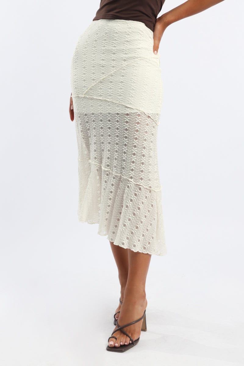 White Lace Midi Skirt