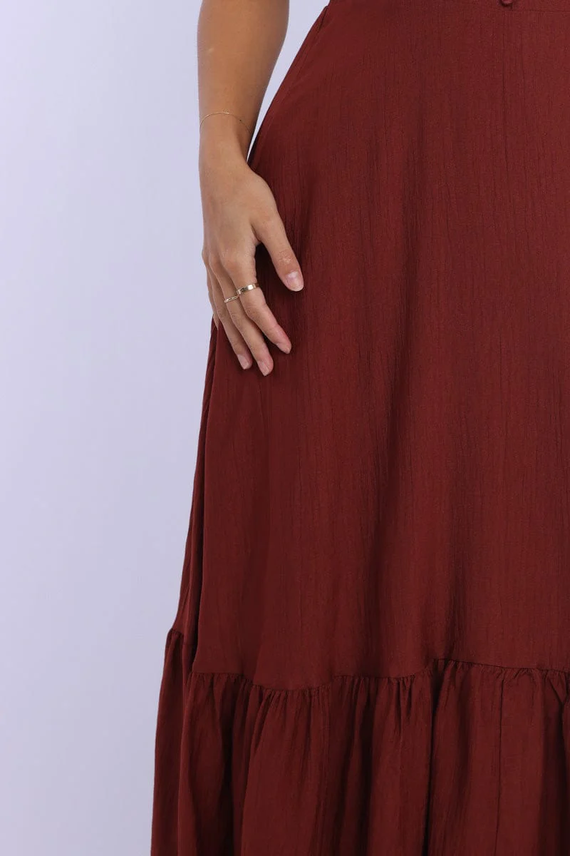 Red Maxi Dress Tiered