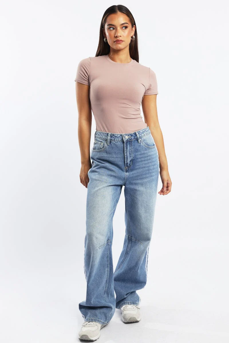 Denim Barrel Jeans Mid Rise
