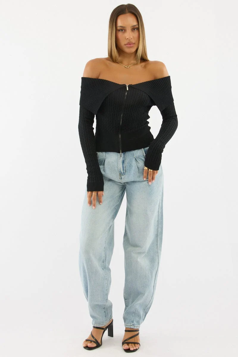 Black Bardot Cardigan
