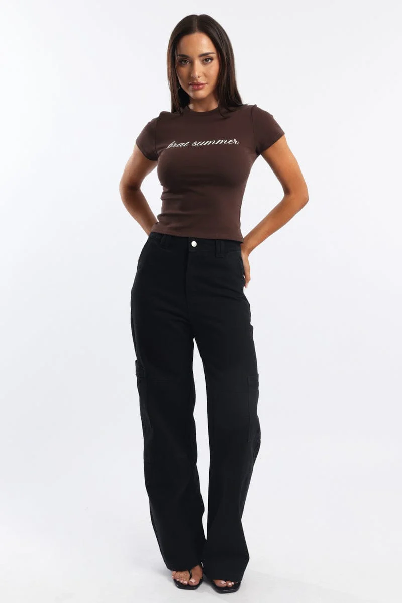 Brown Graphic Tee Short Sleeve