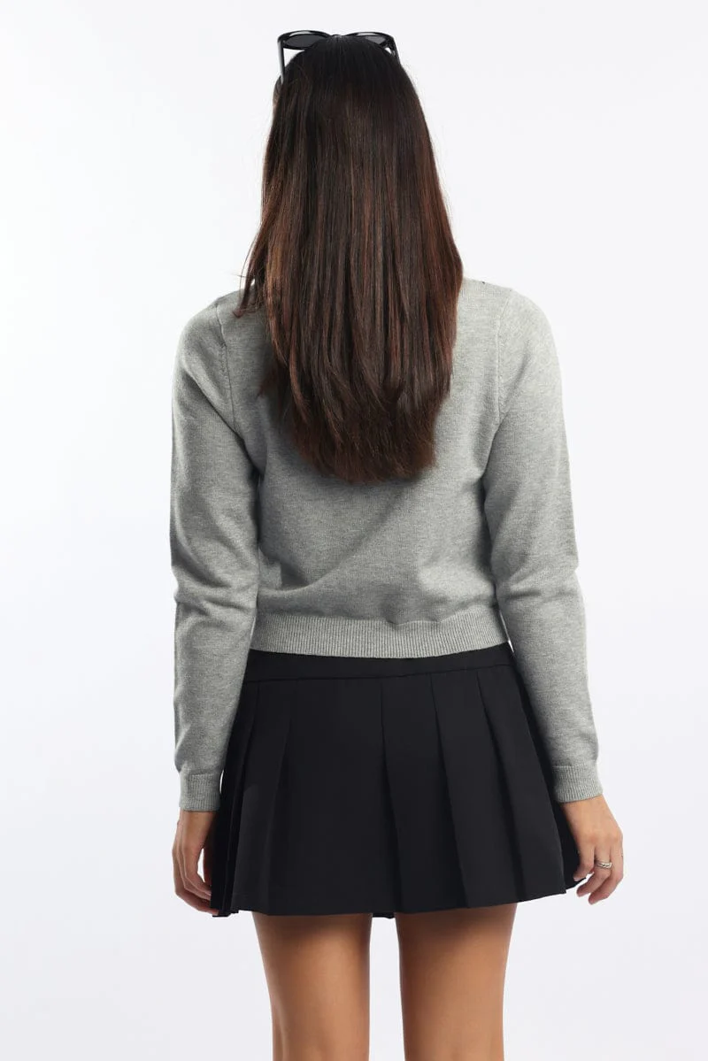 Grey Check Cardigan Long sleeve Button Up