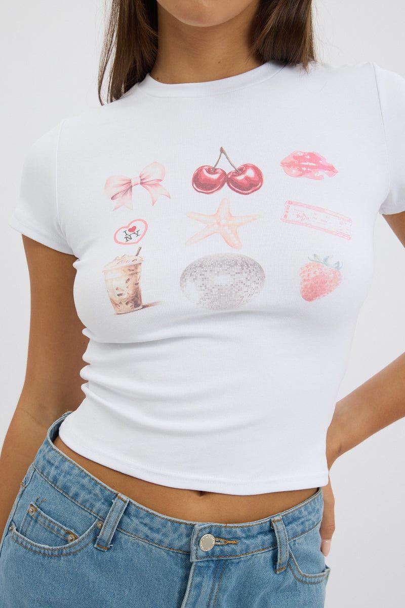 White Graphic Tee Short Sleeve