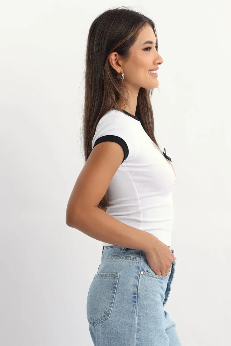 White Graphic Tee Short Sleeve