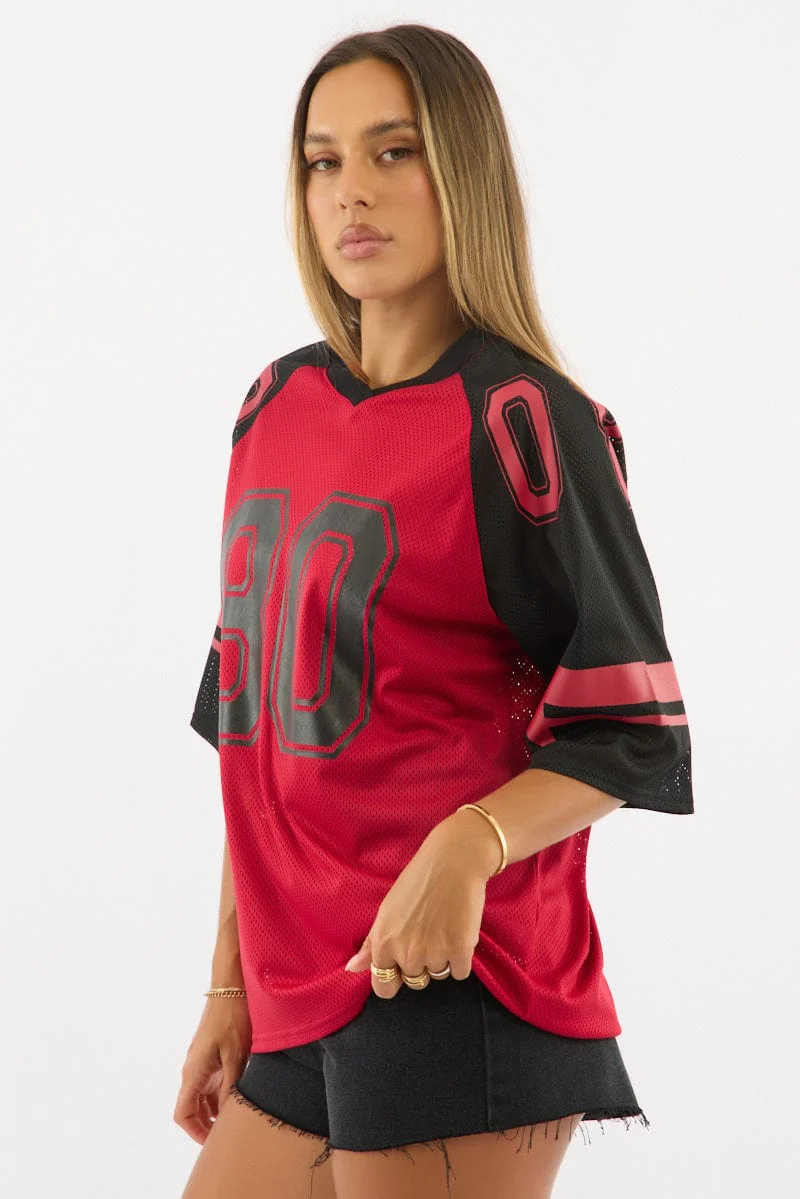 Red Sport Tee Short Sleeve