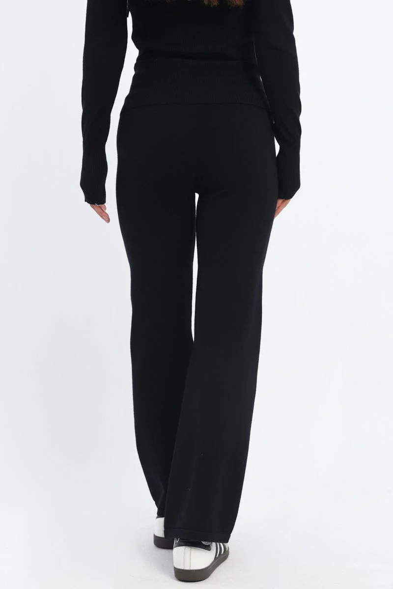 Black Wide Leg Pants Knit