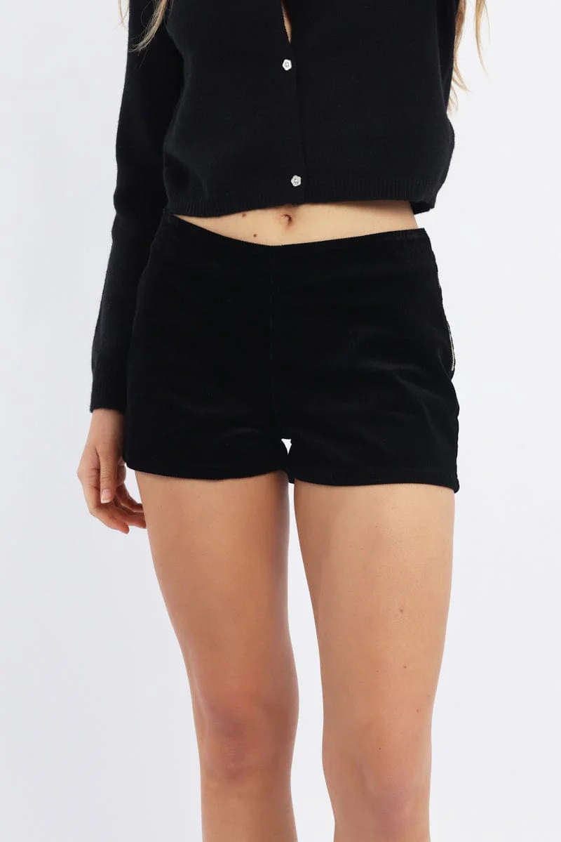 Black Low Rise Short Side Zipper