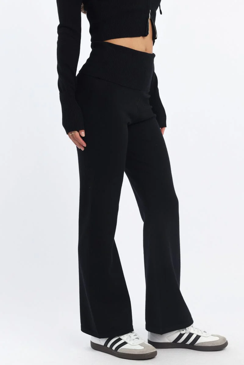 Black Wide Leg Pants Knit