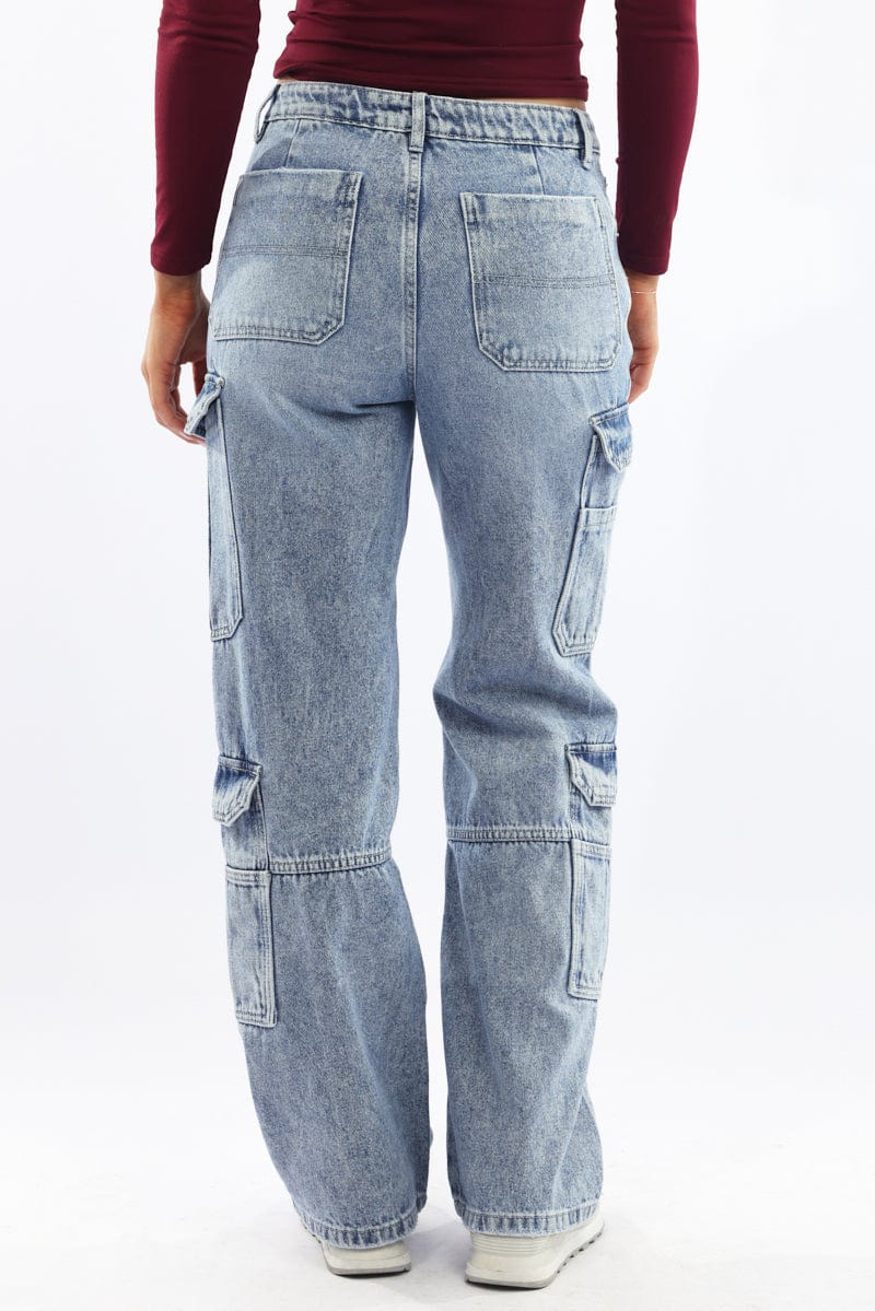 Denim Cargo Jeans Mid rise