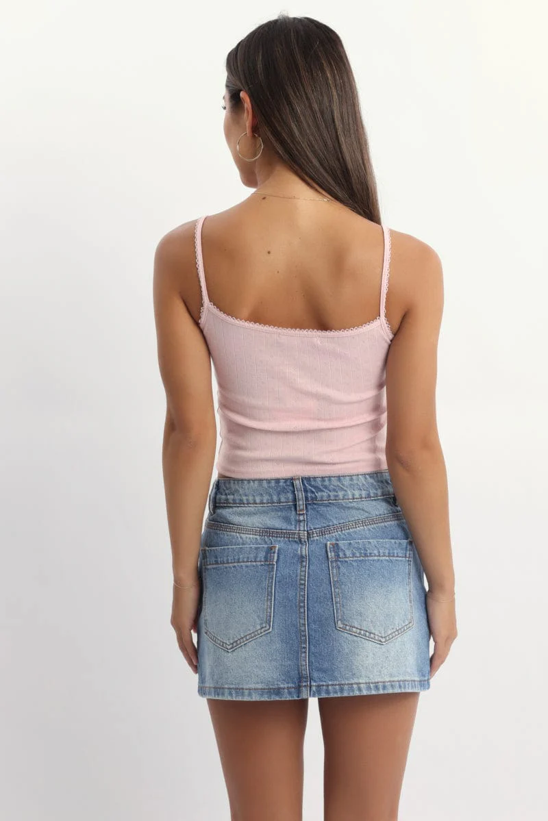 Pink Pointelle Cami Top