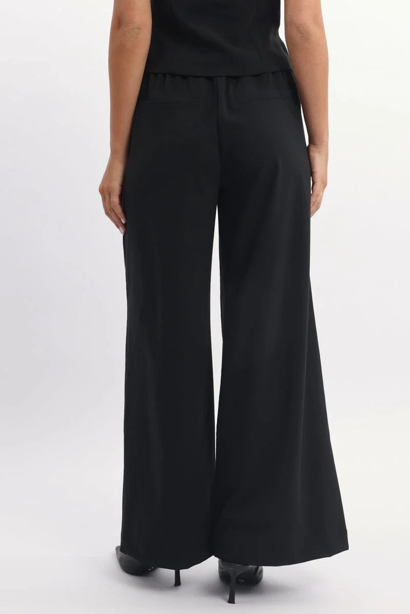 Black Wide Leg Pants Elasticated Waist