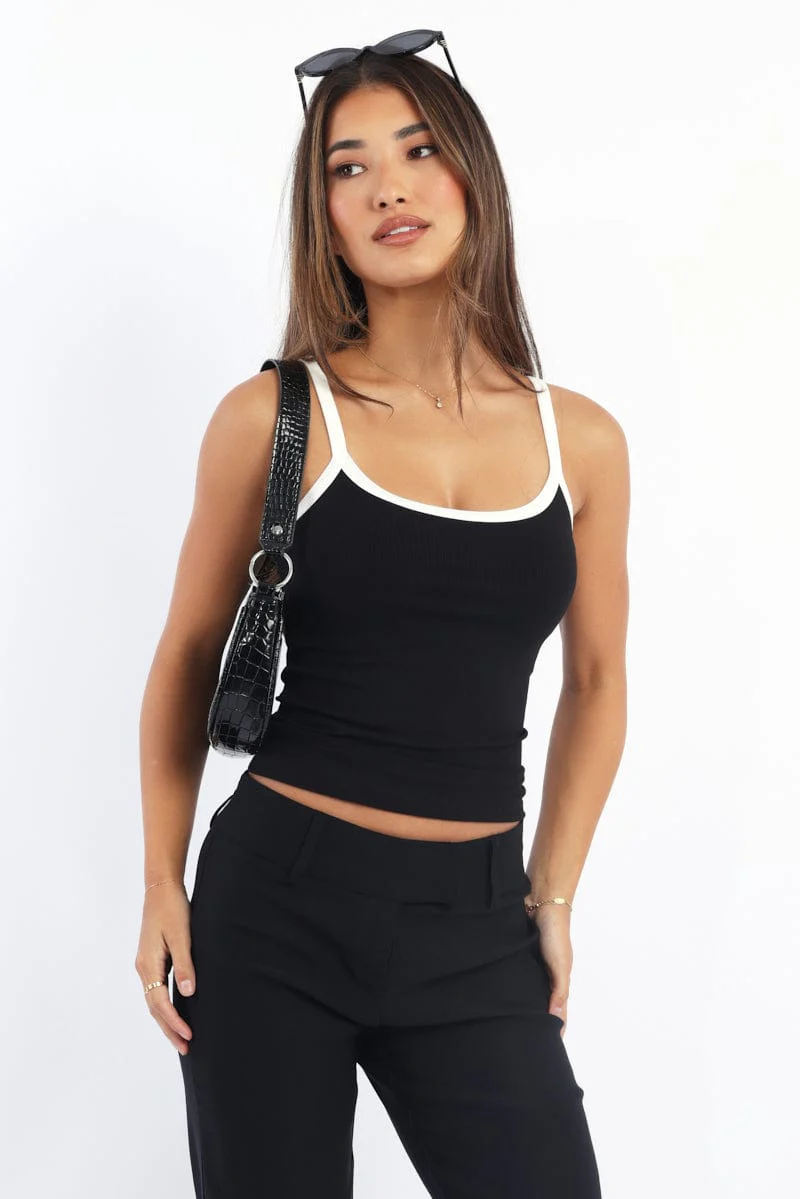 Black Tank Top Sleeveless Rib