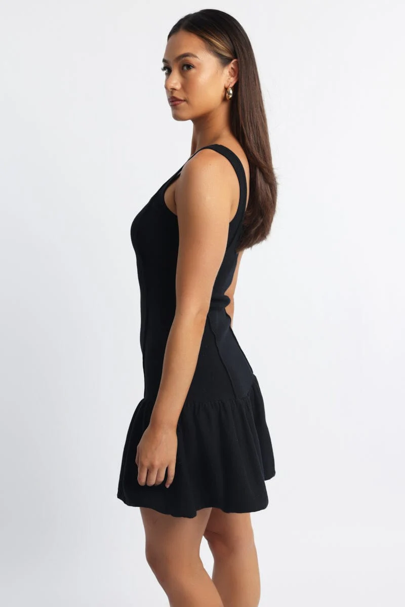 Black Knit Dress Sleeveless Mini