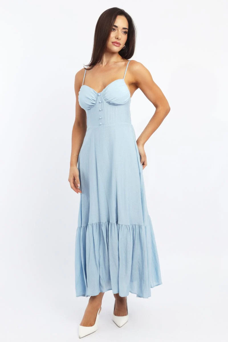 Blue Maxi Dress Tiered