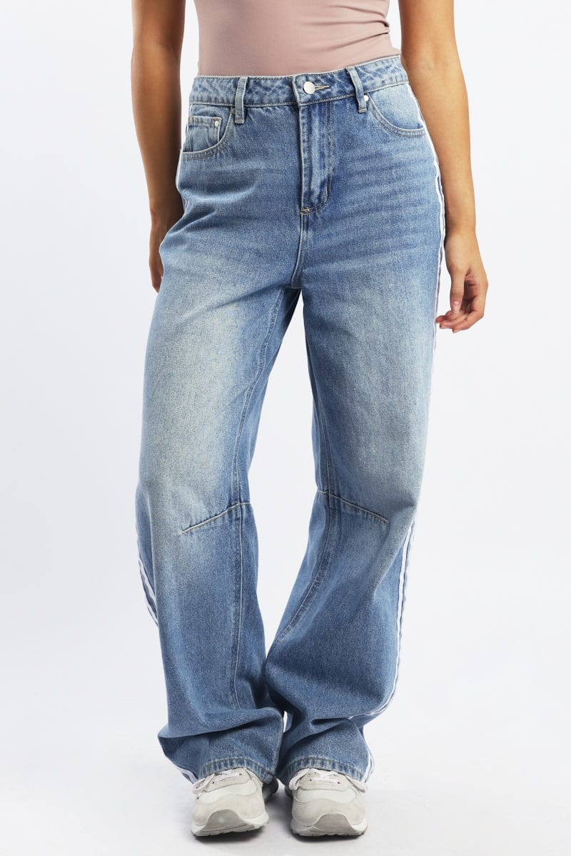 Denim Barrel Jeans Mid Rise