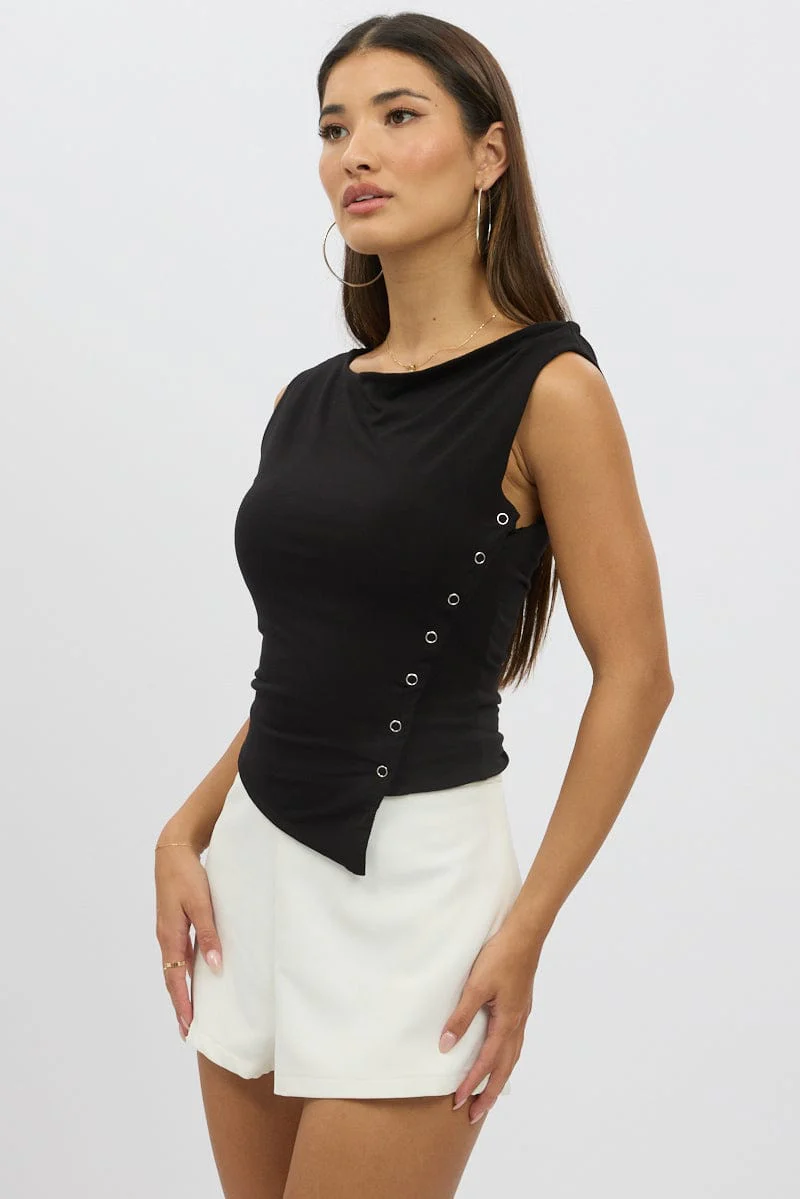 Black Asymmetrical Top Sleeveless