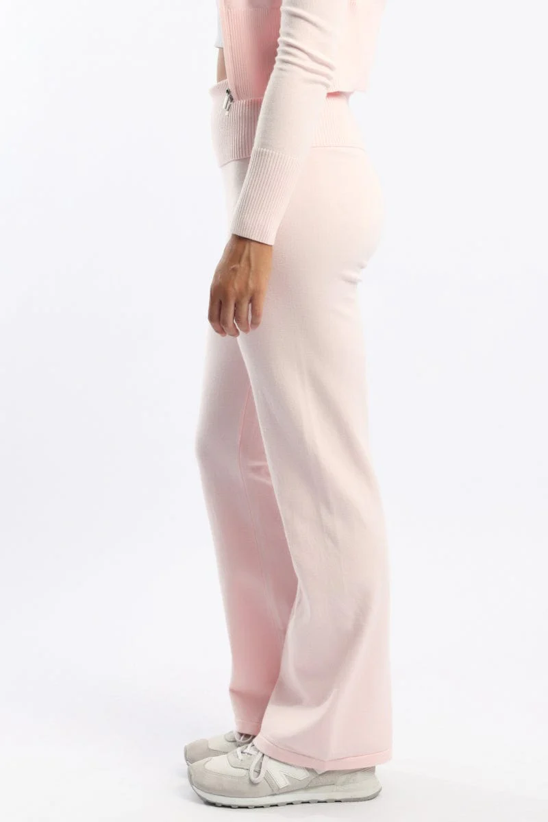 Pink Wide Leg Pants Knit