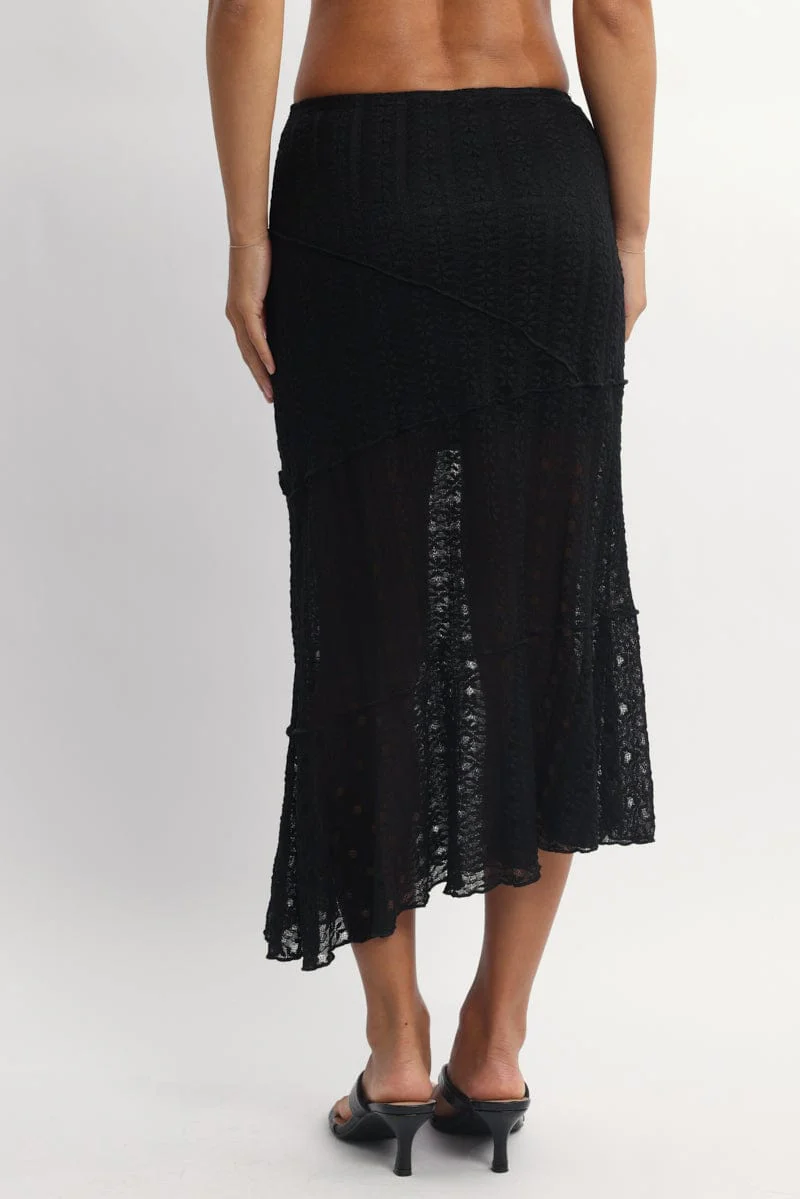 Black Lace Midi Skirt