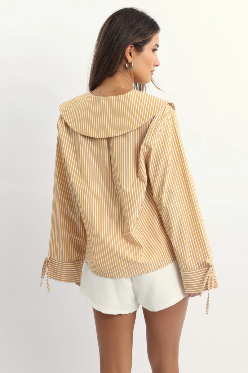Brown Stripe Oversized Shirt
