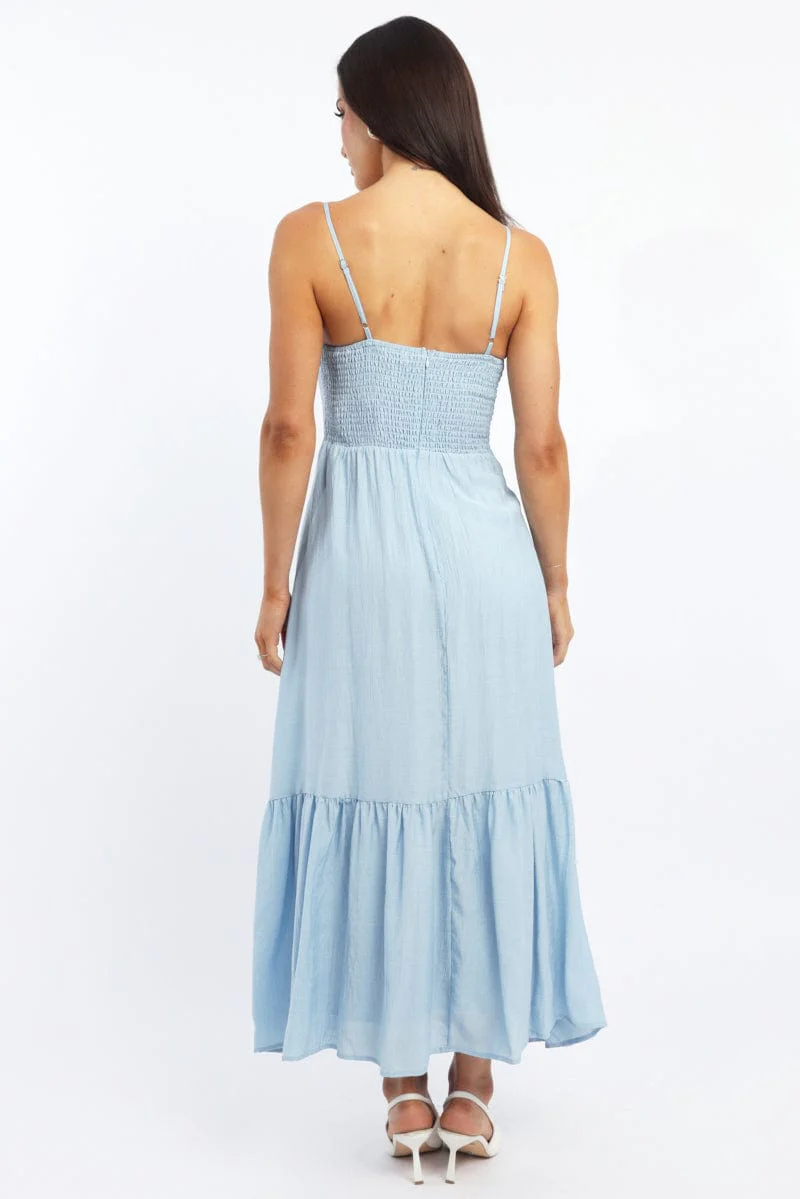Blue Maxi Dress Tiered
