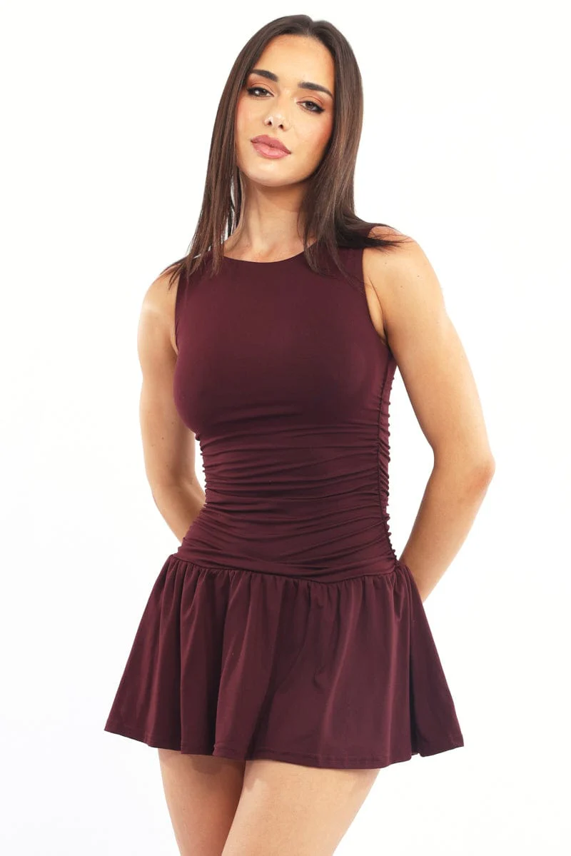 Red Mini Dress Drop Waist