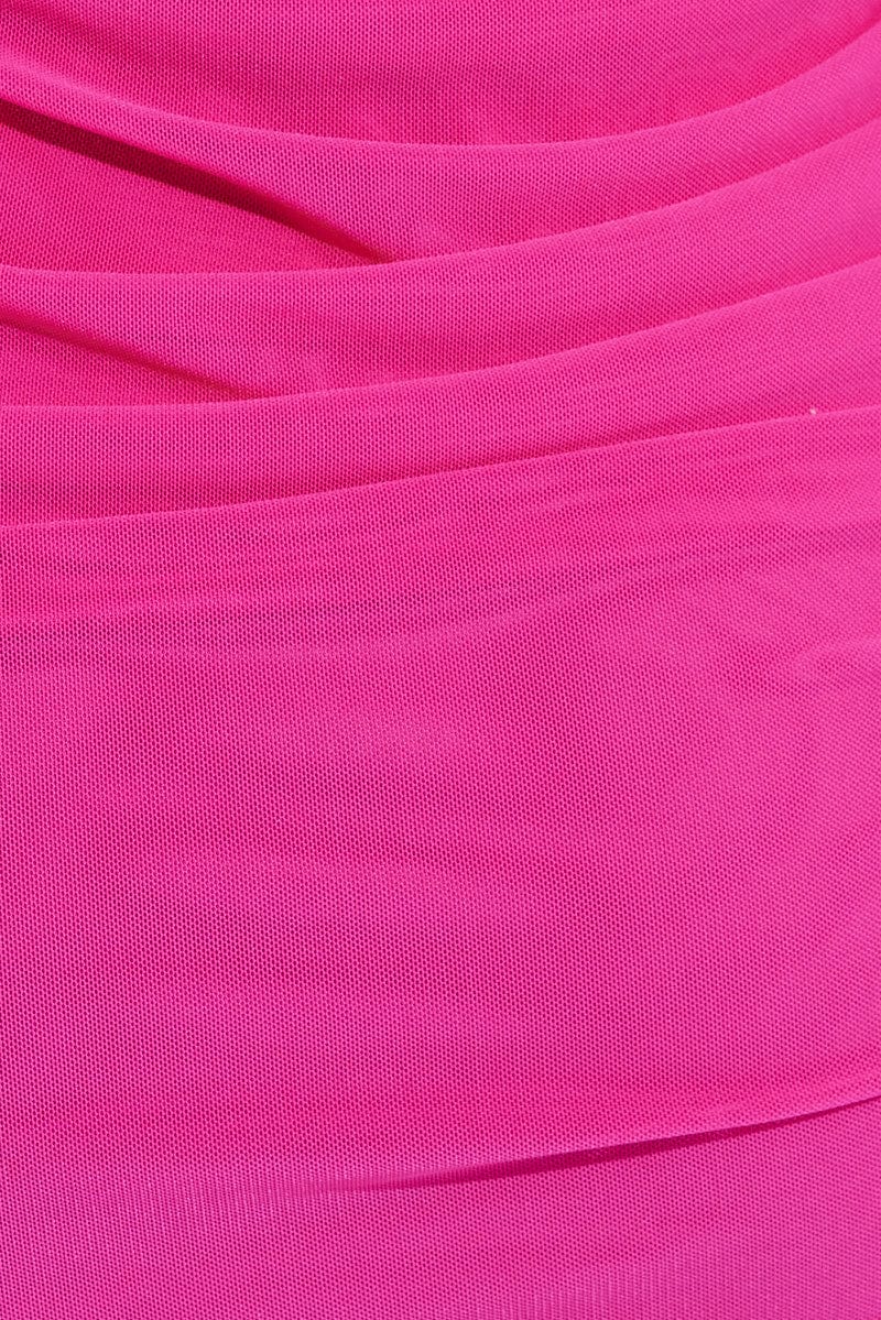 Pink Bodycon Dress Sleeveless Midi Mesh