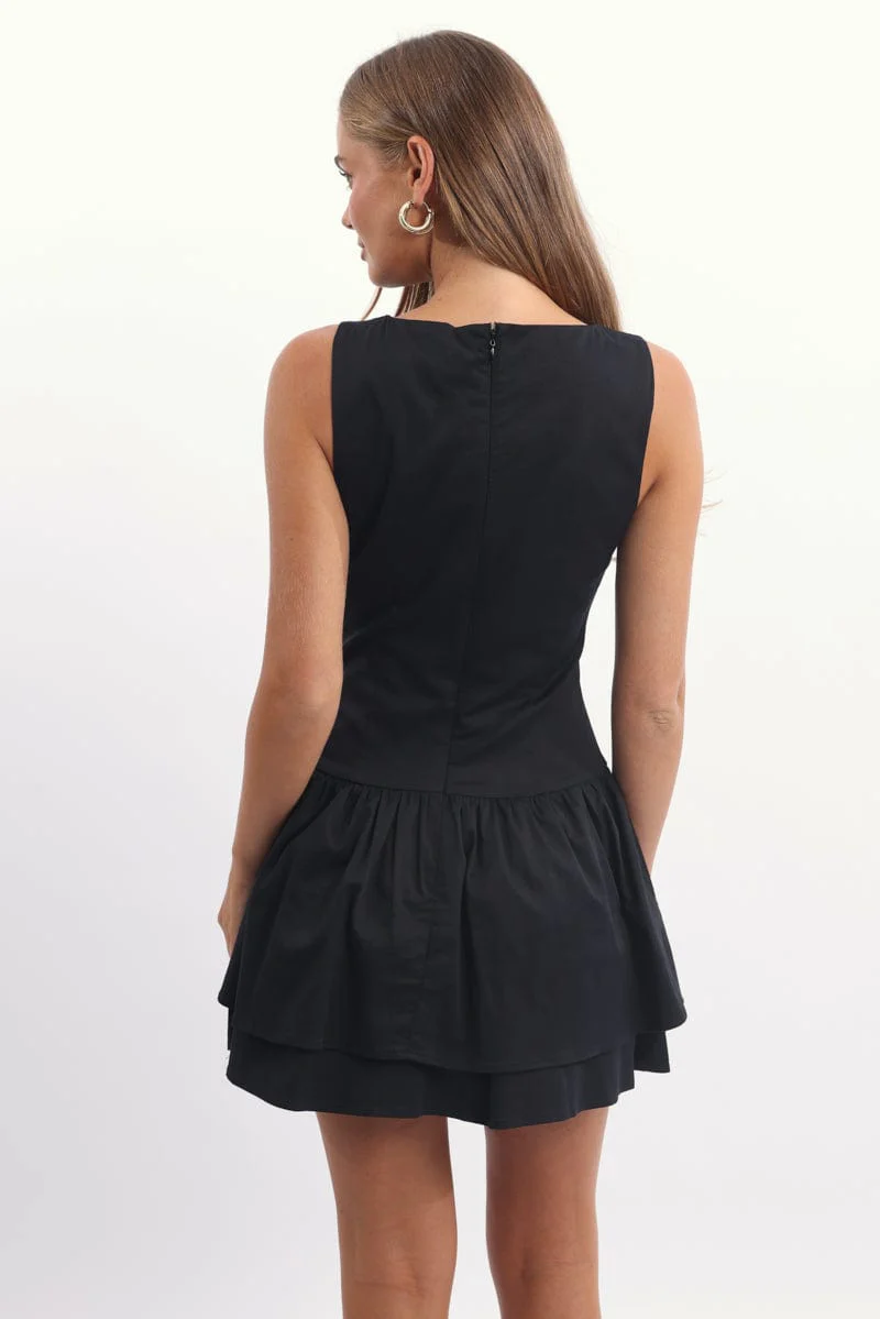 Black Mini Dress Drop Waist