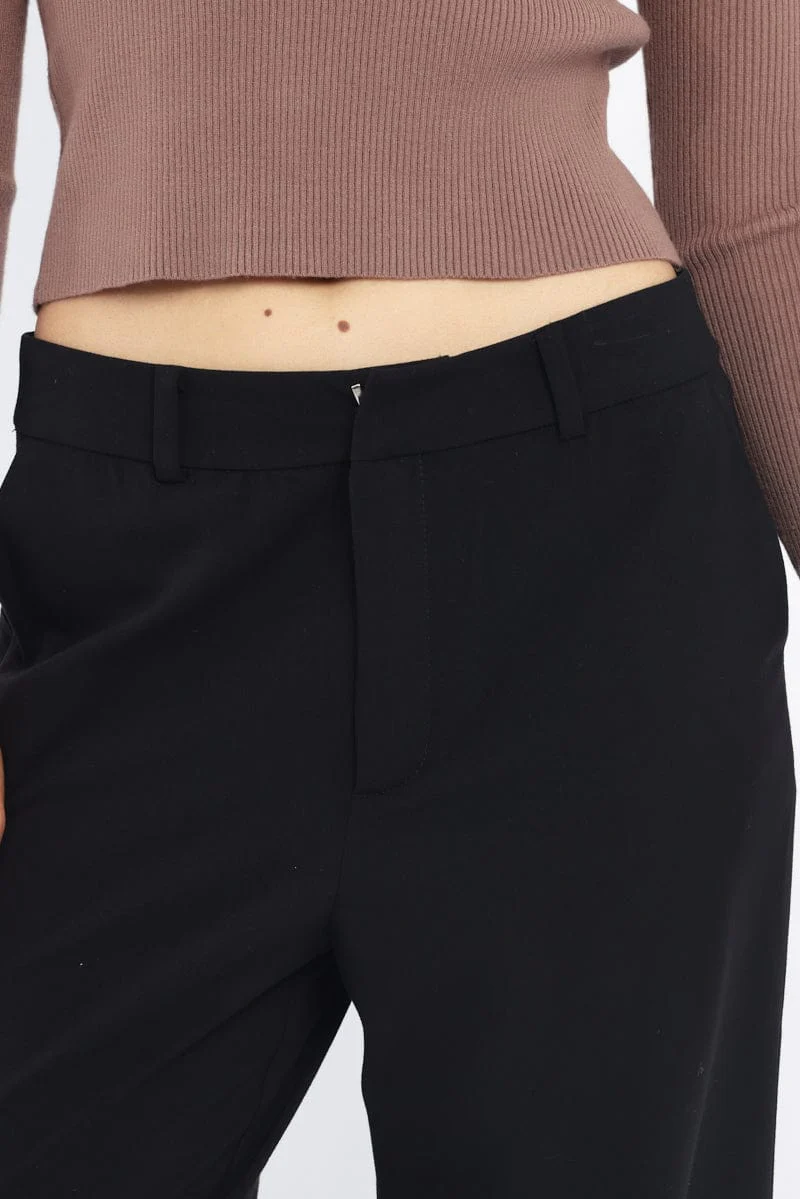 Black Wide Leg Pants Mid Rise