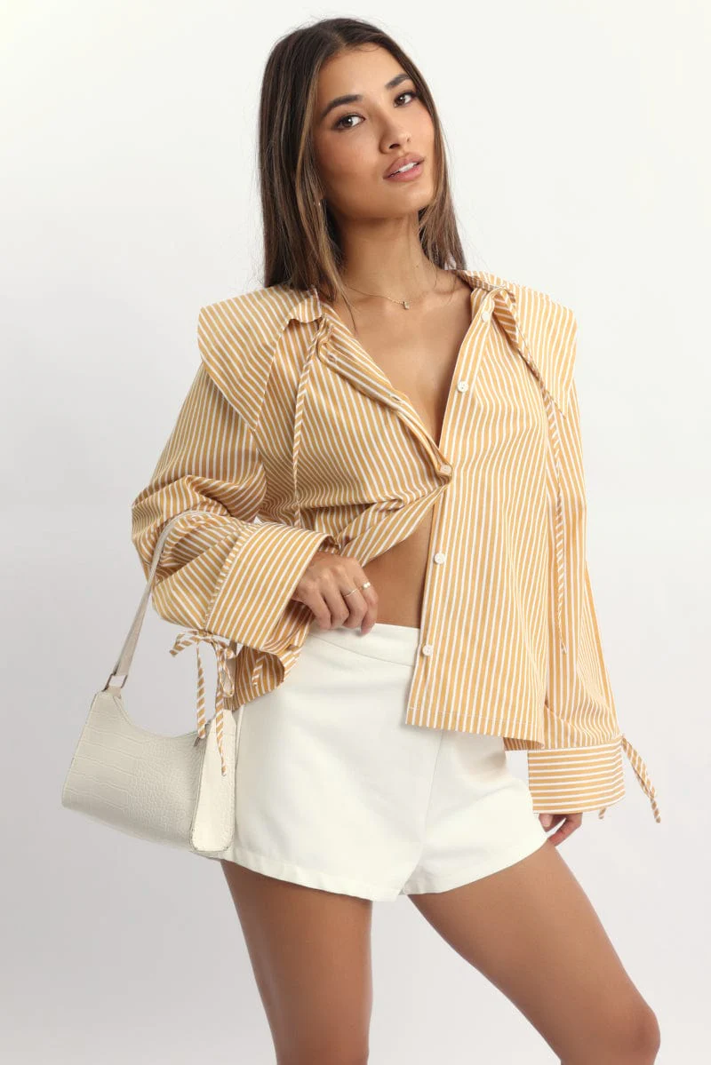 Brown Stripe Oversized Shirt
