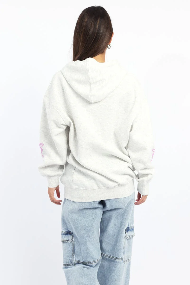 Grey Graphic Hoodie Sweater Long Sleeve