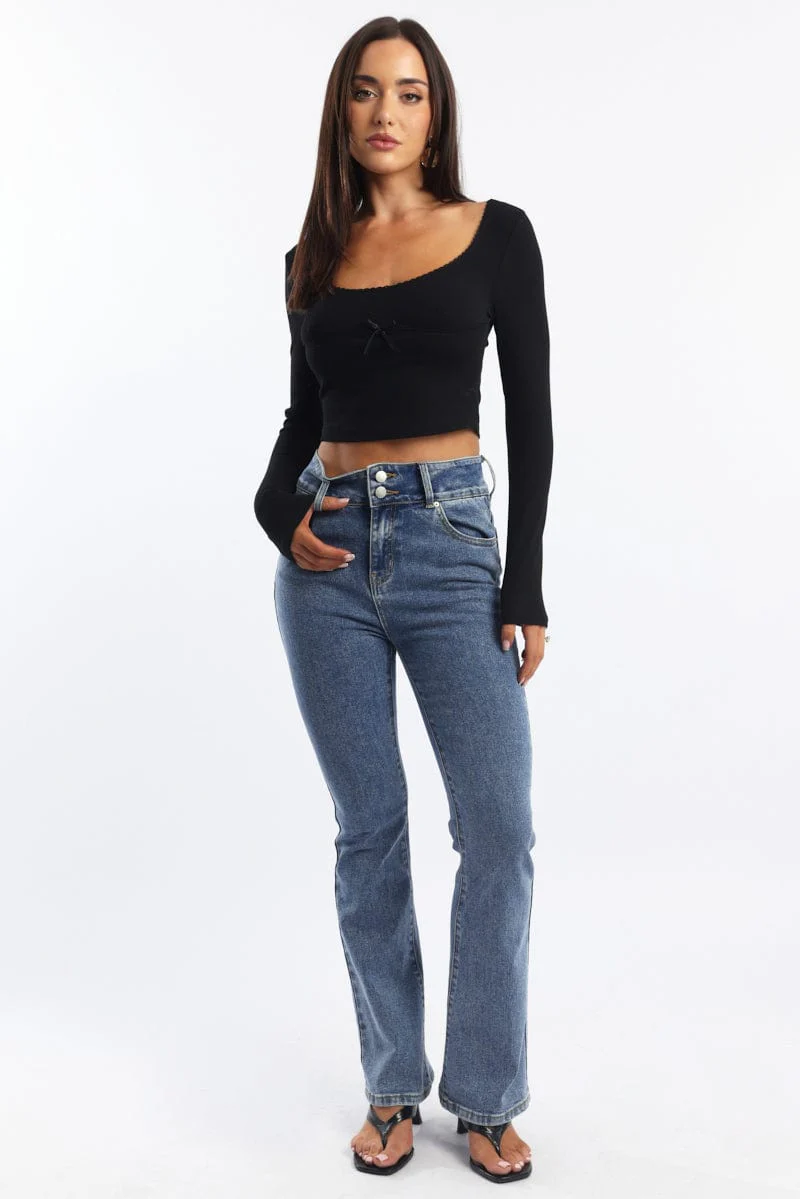 Denim Flare Jeans Mid Rise