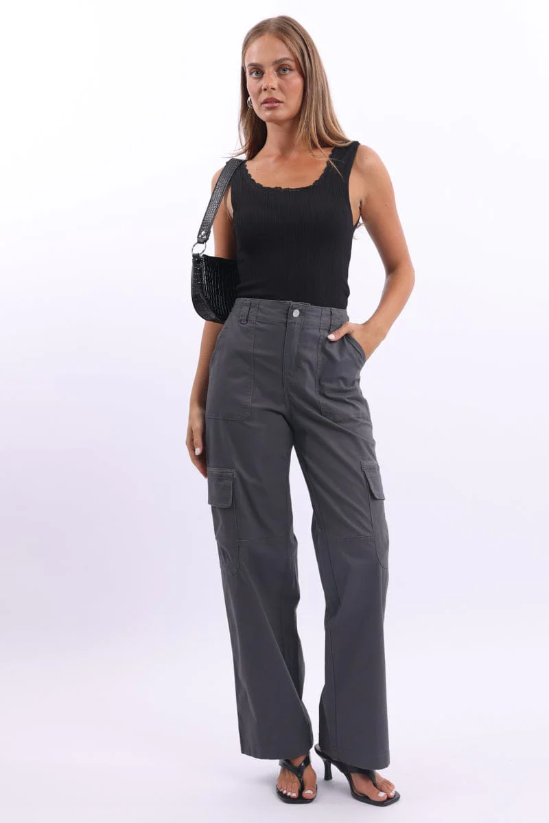 Black Tank Top Sleeveless Lace Trim