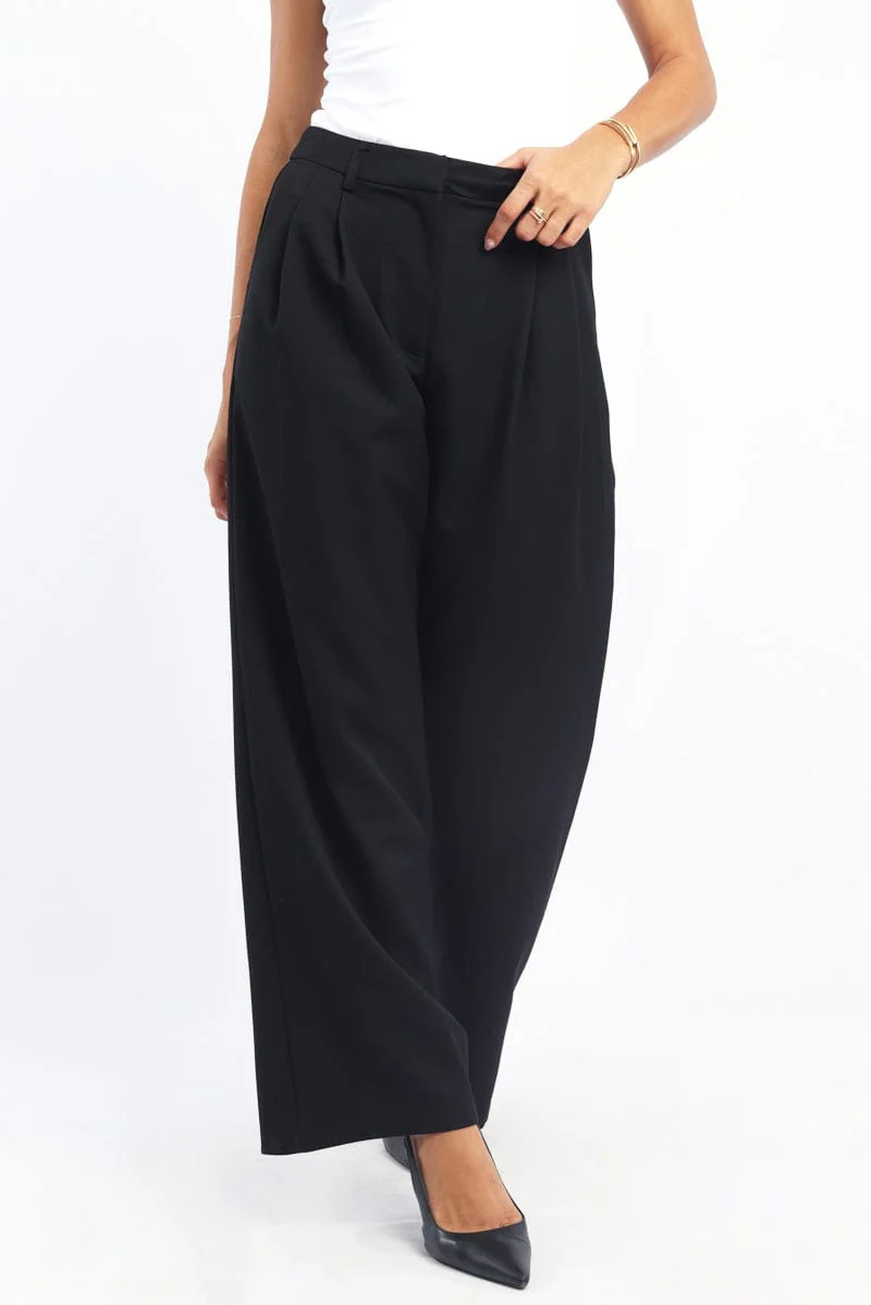Black Wide Leg Pants High Rise