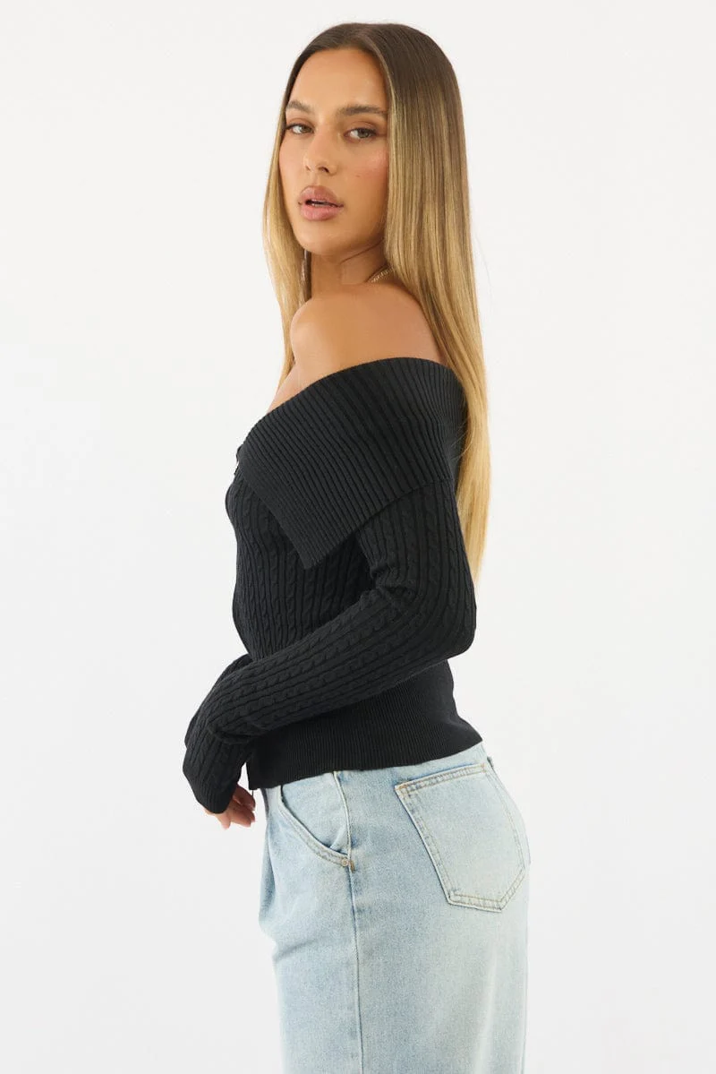 Black Bardot Cardigan
