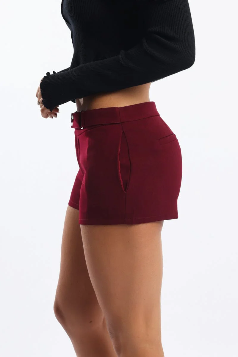 Red Shorts Mini Low Rise