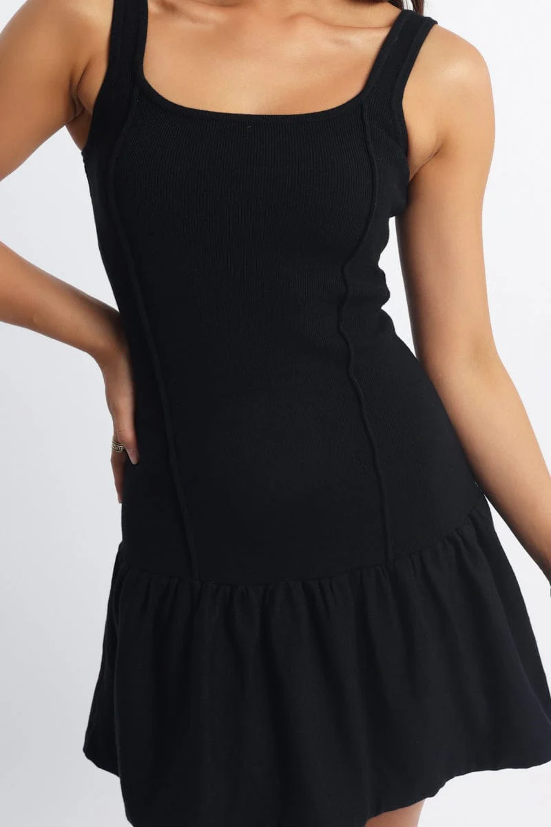 Black Knit Dress Sleeveless Mini