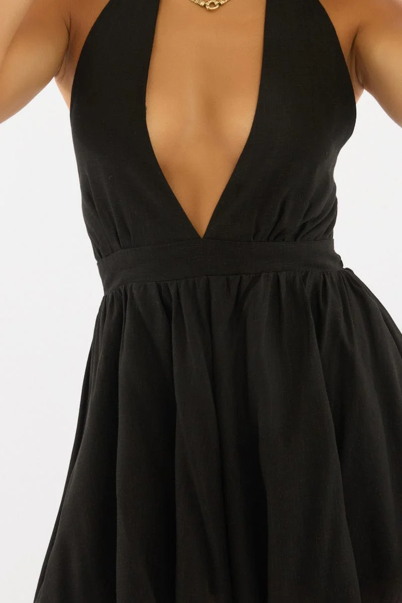 Black Playsuit Halter Neck
