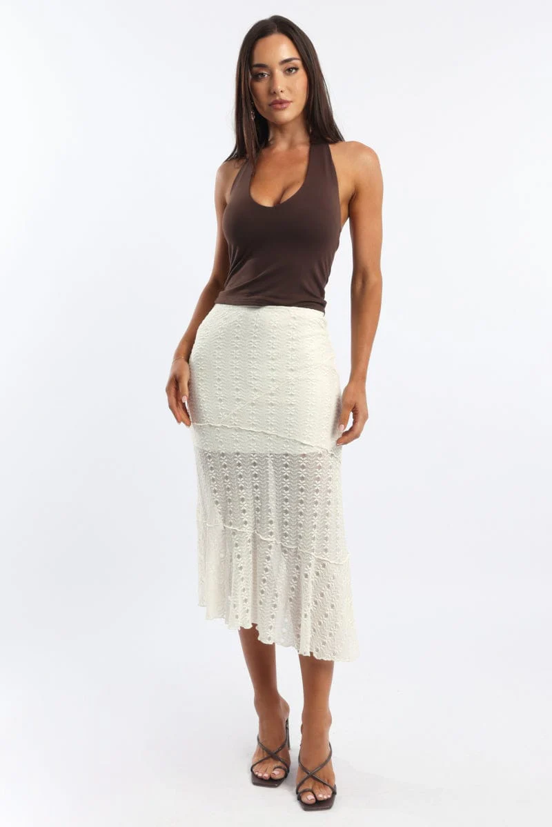 White Lace Midi Skirt