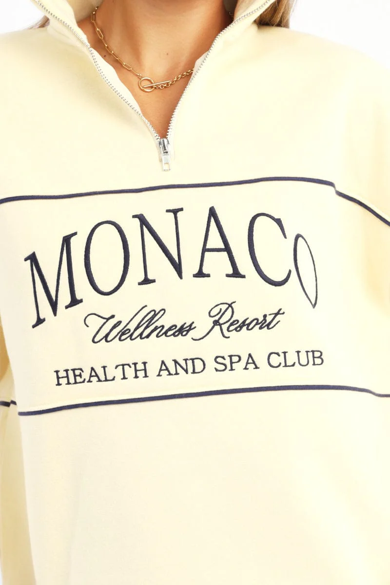 Yellow Zip Sweater Funnel Neck Oversized