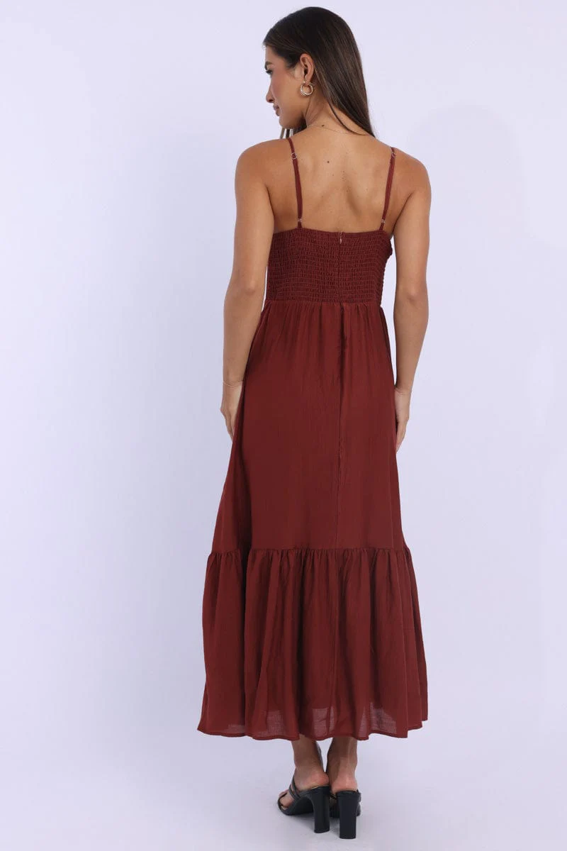 Red Maxi Dress Tiered